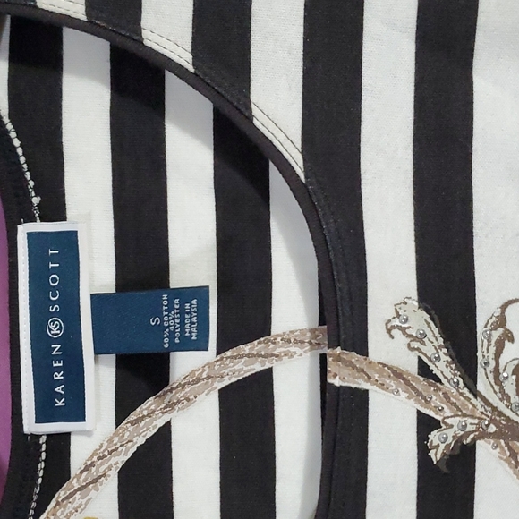 KAREN Scott blouse with stripes shells chane blouse size S - Picture 2 of 3